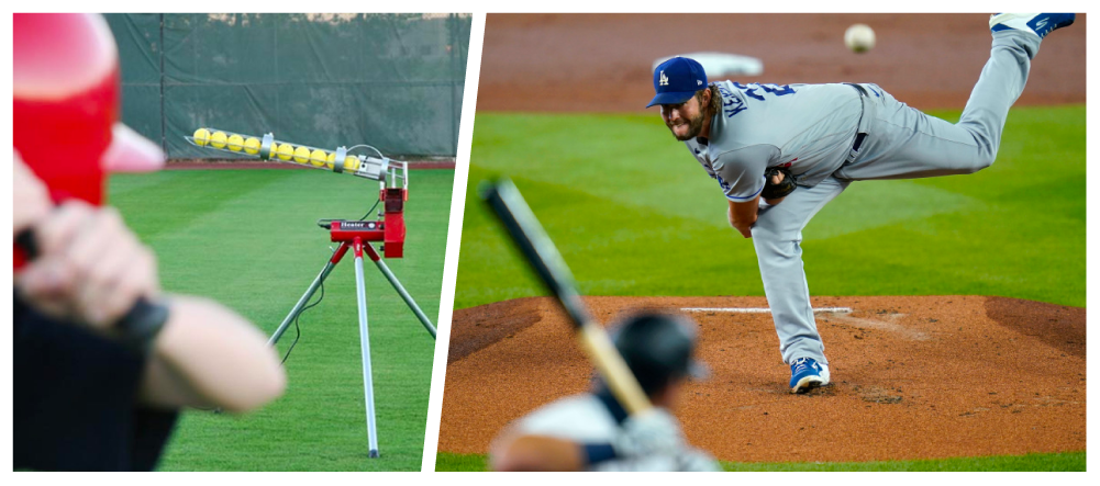 Kershaw pitching vs. pitching machine